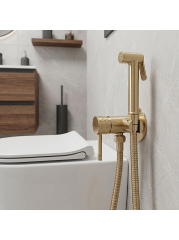 Baterie bideu Rea Lungo Loop Diamond auriu periat montaj perete 110 mm [2]
