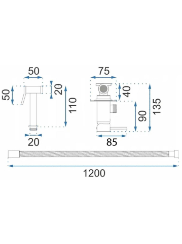 Baterie bideu Rea Lungo Loop Diamond cupru periat montaj perete 110 mm [8]