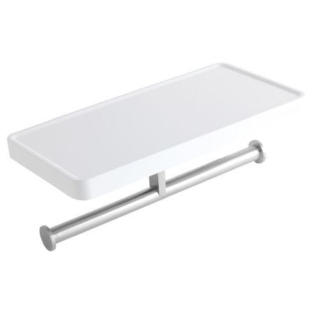 Accesorii dus - Etajera, Ferro, Emotion, cu suport dublu pentru hartie igienica, alb - crom