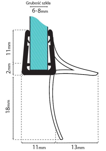 Garnitura inferioara pentru Cabina de dus 6-8 mm Rea [2]