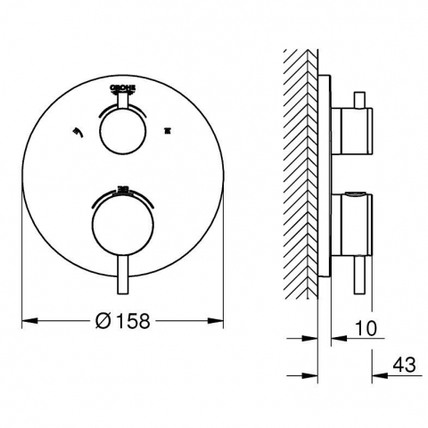 Grohe Atrio Baterie dus cu termostat, 2 iesiri, antracit mat (brushed hard graphite) [2]