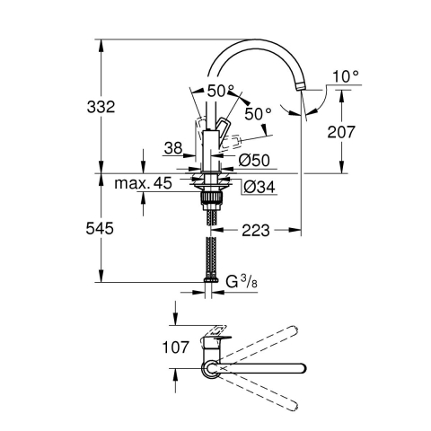 Grohe Bauloop baterie bucătărie pe picior StarLight Chrome 31368001 [4]