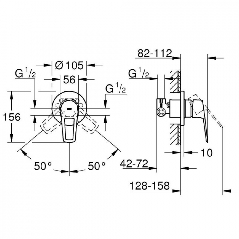 Grohe BauLoop New Baterie dus incastrata [3]