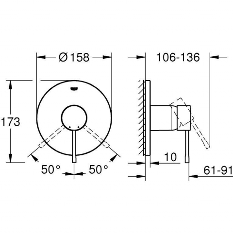 Grohe Essence Baterie dus monocomanda incastrata, antracit (hard graphite) [1]