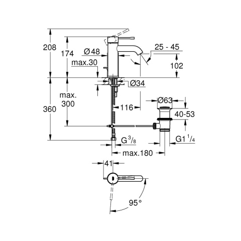Grohe Essence baterie lavoar stativ StarLight Chrome 23591001 [1]