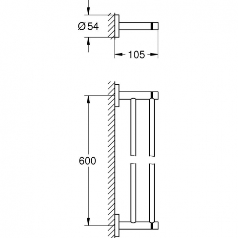 Grohe Essentials Suport prosop baie tip bara dubla 60 cm, antracit (hard graphite) [1]