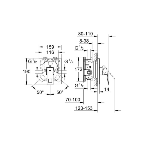 Grohe Eurocube baterie de duș ascuns StarLight Chrome 19898000 [1]