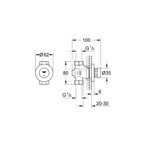 Grohe Euroeco supapă de perete unghiular StarLight Chrome 36268000 [1]