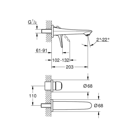 Grohe Eurostyle New baterie lavoar ascuns StarLight Chrome 19571003 [1]