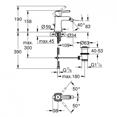 Grohe Grandera Baterie bideu monocomanda, marimea M [1]