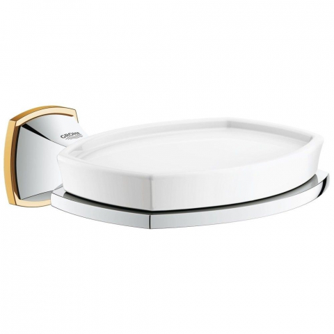 Accesorii lavoar - Grohe Grandera Savoniera cu suport crom/auriu