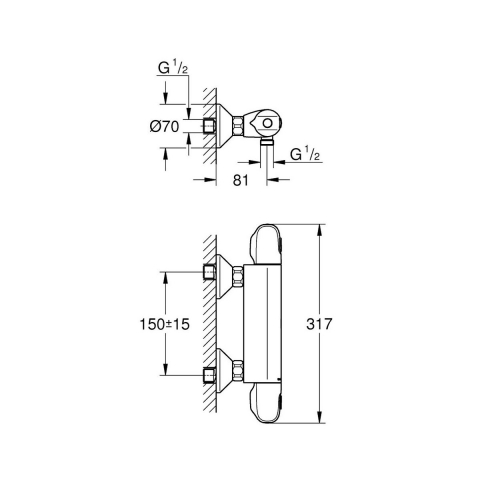 Grohe Grohtherm 1000 baterie de duș perete da StarLight Chrome 34550000 [1]