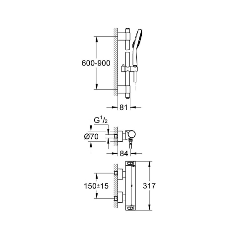 Grohe Grohtherm 2000 baterie de duș perete da StarLight Chrome 34482001 [1]