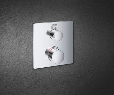 Grohe Grohtherm Baterie cada dus cu termostat, 2 iesiri, patrata, crom [1]