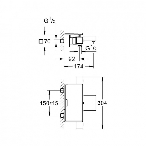 Grohe Grohtherm Cube Baterie cada dus cu termostat si tavita [2]