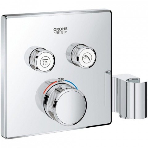 Baterii baie - Grohe Grohtherm SmartControl Baterie dus cu termostat cu 2 iesiri si suport, patrata