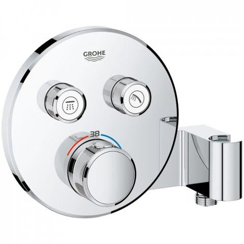 Baterii baie - Grohe Grohtherm SmartControl Baterie dus cu termostat cu 2 iesiri si suport, rotunda