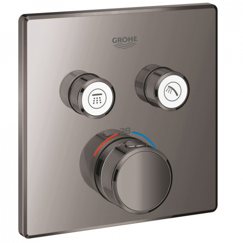 Baterii baie - Grohe Grohtherm SmartControl Baterie dus cu termostat si 2 iesiri, patrata, antracit (hard graphite)