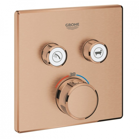 Baterii baie - Grohe Grohtherm SmartControl Baterie dus cu termostat si 2 iesiri, patrata, cupru mat (brushed warm sunset)