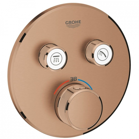 Baterii baie - Grohe Grohtherm SmartControl Baterie dus cu termostat si 2 iesiri, rotunda, cupru mat (brushed warm sunset)