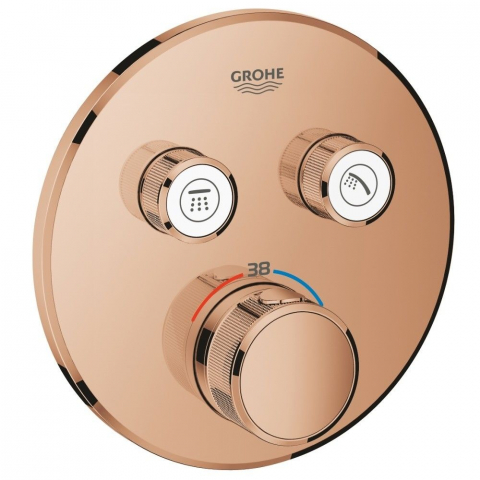 Baterii baie - Grohe Grohtherm SmartControl Baterie dus cu termostat si 2 iesiri, rotunda, cupru (warm sunset)