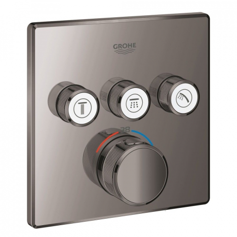 Baterii baie - Grohe Grohtherm SmartControl Baterie dus cu termostat si 3 iesiri, patrata, antracit (hard graphite)