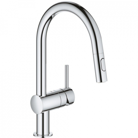 Bucatarie - Grohe Minta Baterie chiuveta bucatarie monocomanda cu dus extractibil cu 2 jeturi, pipa C, crom