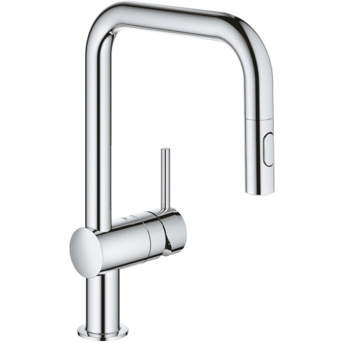Bucatarie - Grohe Minta Baterie chiuveta bucatarie monocomanda cu dus extractibil cu 2 jeturi, pipa U, crom
