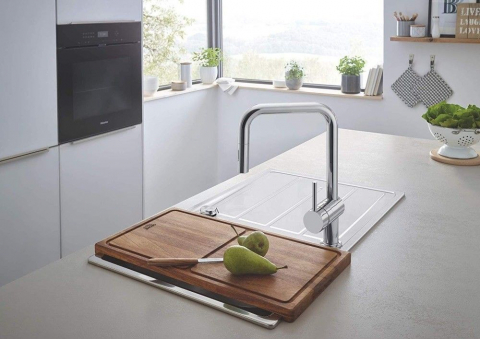 Grohe Minta Baterie chiuveta bucatarie monocomanda cu dus extractibil cu 2 jeturi, pipa U, crom [1]