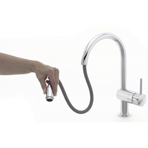 Grohe Minta Baterie chiuveta bucatarie monocomanda cu dus extractibil, pipa C, crom [1]