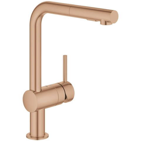 Bucatarie - Grohe Minta Baterie chiuveta bucatarie monocomanda cu dus extractibil, pipa L, cupru mat (brushed warm sunset)