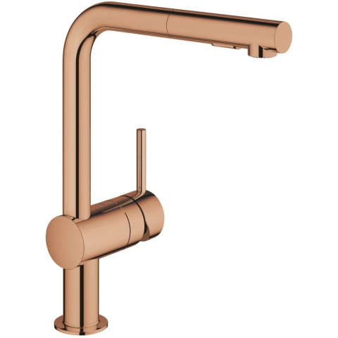 Bucatarie - Grohe Minta Baterie chiuveta bucatarie monocomanda cu dus extractibil, pipa L, cupru (warm sunset)