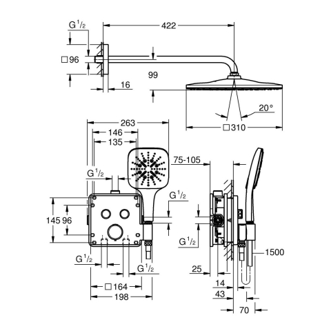Grohe Precision Smartcontrol set de duș ascuns cu termostat da crom 34876000 [1]