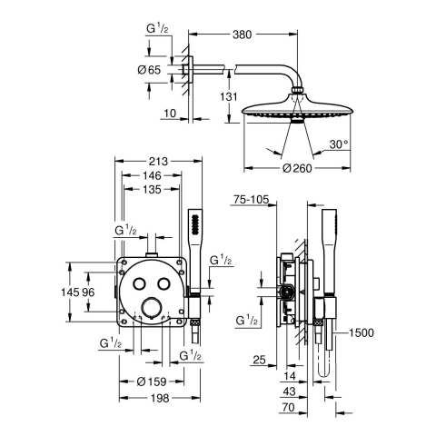 Grohe Precision Smartcontrol set de duș ascuns cu termostat da crom 34878000 [1]