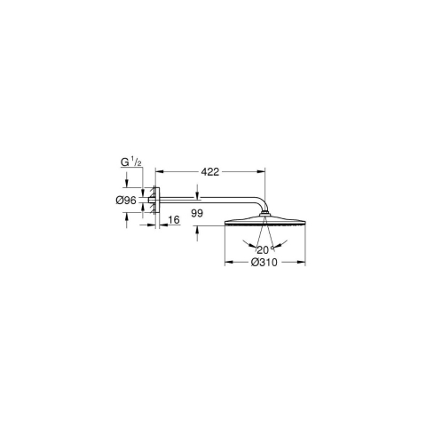 Grohe Rainshower cap de duș cu braț 31x31 cm rotund Brushed Hard Graphite 26558AL0 [1]