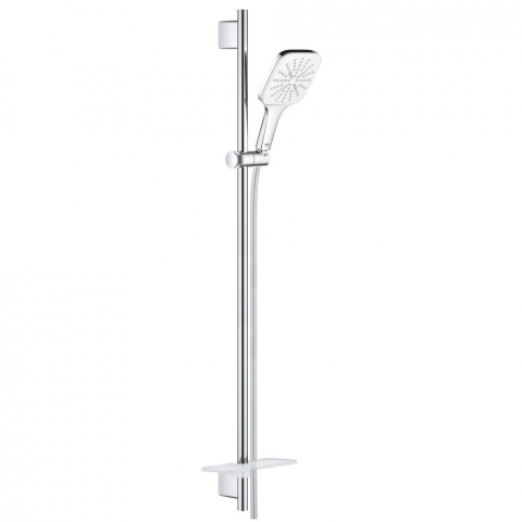 Sisteme de dus - Grohe Rainshower Eco SmartActive 130 Cube Set dus cu bara 90 cm si savoniera, crom/alb (moon white)