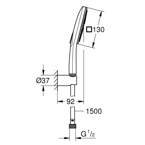Grohe Rainshower Eco SmartActive 130 Cube Set dus cu suport fix, crom [1]