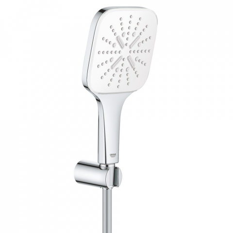 Seturi de dus - Grohe Rainshower Eco SmartActive 130 Cube Set dus cu suport fix, crom/alb (moon white)