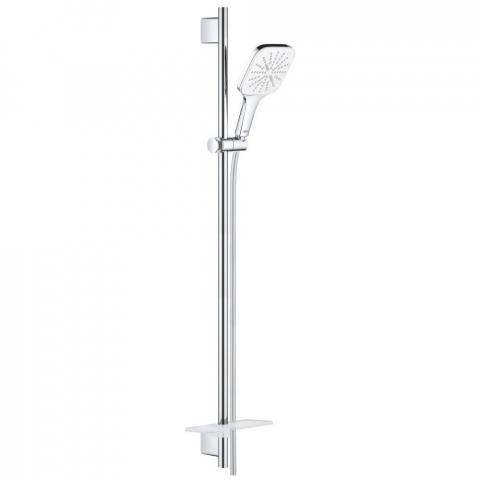 Sisteme de dus - Grohe Rainshower SmartActive 130 Cube Set dus cu bara 90 cm si savoniera, crom/alb (moon white)