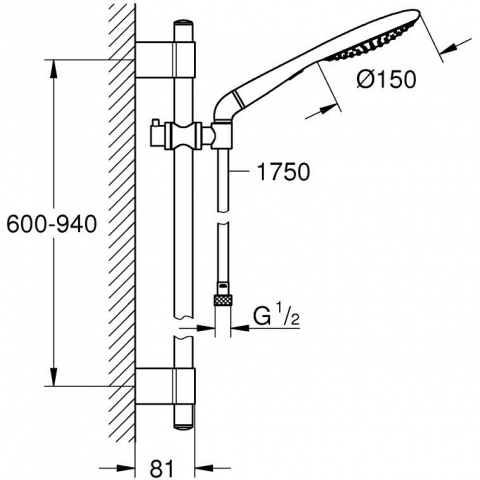 Grohe Rainshower Solo 150 Set dus cu bara 90 cm [1]