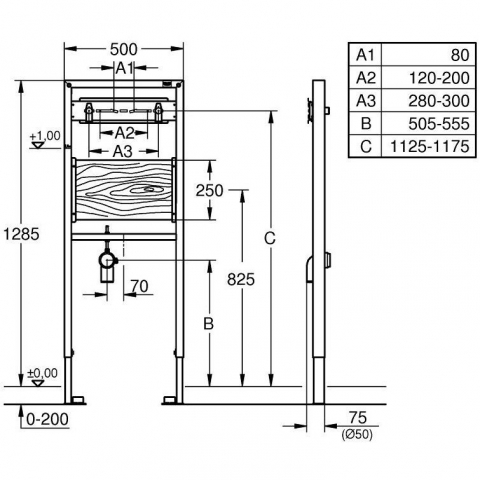 Grohe Rapid SL Cadru montaj chiuveta spalator H130 cm [1]