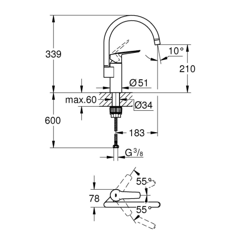 Grohe Start baterie bucătărie pe picior negru 304692430 [1]