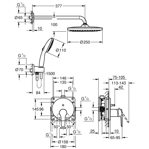 Grohe Start set de duș ascuns da crom 25292000 [1]