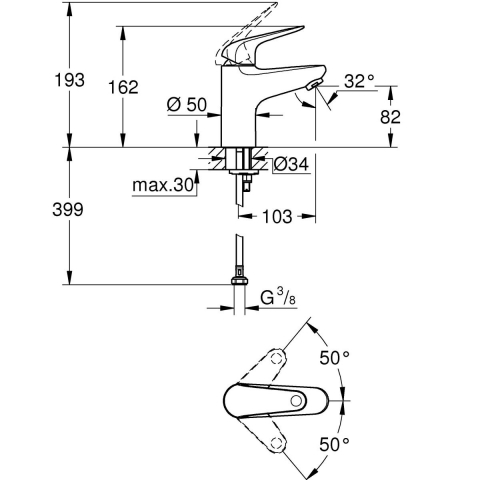 Grohe Swift baterie lavoar stativ crom 24317001 [1]