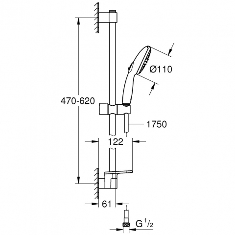 Grohe Tempesta 110 Set dus cu bara 60 cm si savoniera 2 jeturi, crom [3]