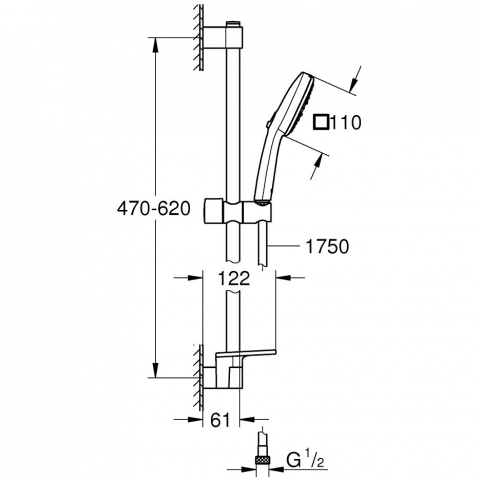 Grohe Tempesta Cube 110 Set dus cu bara 60 cm si savoniera 3 jeturi, crom [3]