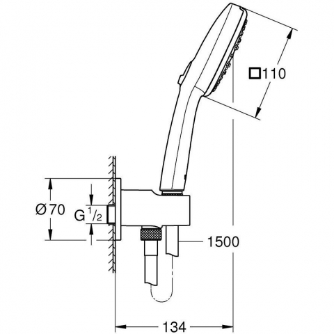Grohe Tempesta Cube 110 Set dus cu suport si cot iesire, 3 jeturi [3]