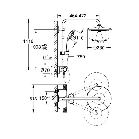Grohe Vitalio Joy set de duș perete cu termostat da negru 26403KF2 [1]