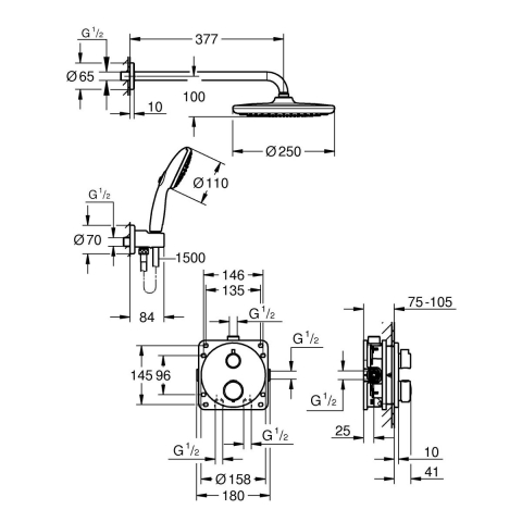 Grohe Vitalio Start set de duș ascuns cu termostat da crom 34883000 [1]