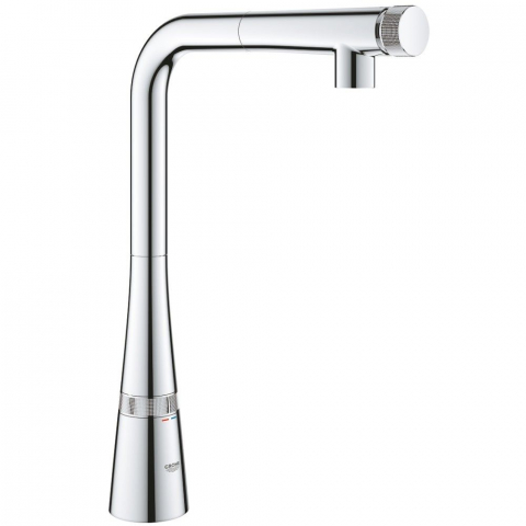 Bucatarie - Grohe Zedra Baterie chiuveta bucatarie cu dus extractibil si buton SmartControl, crom